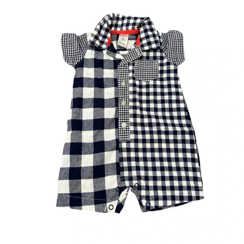 Carter's Blue and White Plaid Onesie‎